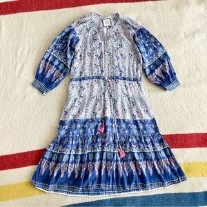 Bell by Alicia Bell navy and pink long sleeve midi dress